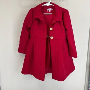 Katie M Red Coat Dress Set Red Dress w/ Rhinestones Girls Sz 5 Holiday Christmas
